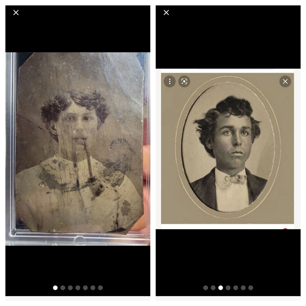 Billy the Kid tintype smoking pipe original authentic